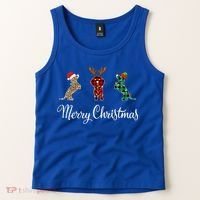 Dachshund Santa Hat Reindeer Christmas Leopard Buffalo Plaid Gift Tank Top thumb 2