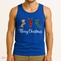 Dachshund Santa Hat Reindeer Christmas Leopard Buffalo Plaid Gift Tank Top thumb 3