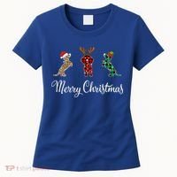 Dachshund Santa Hat Reindeer Christmas Leopard Buffalo Plaid Gift Women's T-Shirt thumb 0