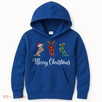 Dachshund Santa Hat Reindeer Christmas Leopard Buffalo Plaid Gift Kids Hoodie thumb 0