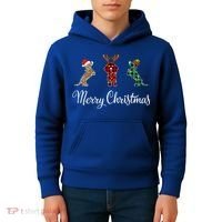 Dachshund Santa Hat Reindeer Christmas Leopard Buffalo Plaid Gift Kids Hoodie thumb 4