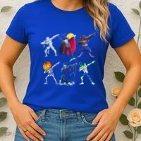 Dabbing Skeleton Halloween Monsters Dracula Ghost Ideas Gift Women's T-Shirt thumb 2