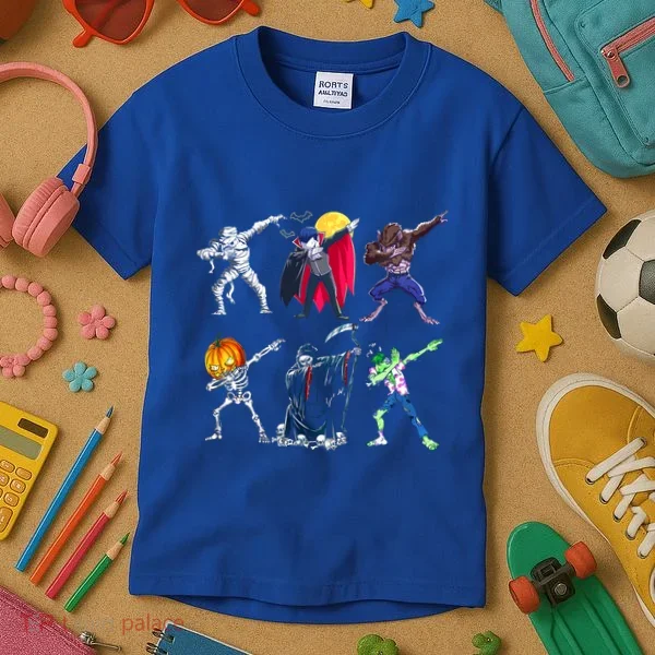 Dabbing Skeleton Halloween Monsters Dracula Ghost Ideas Gift Kids T-Shirt