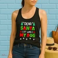 Dear Santa It Was My Dog Funny Naughty Xmas Women's Tank Top thumb 2