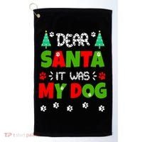 Dear Santa It Was My Dog Funny Naughty Xmas Golf Towel thumb 0