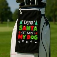 Dear Santa It Was My Dog Funny Naughty Xmas Golf Towel thumb 2