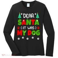 Dear Santa It Was My Dog Funny Naughty Xmas Women's Long Sleeve Shirt thumb 0