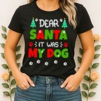 Dear Santa It Was My Dog Funny Naughty Xmas Women's T-Shirt thumb 2