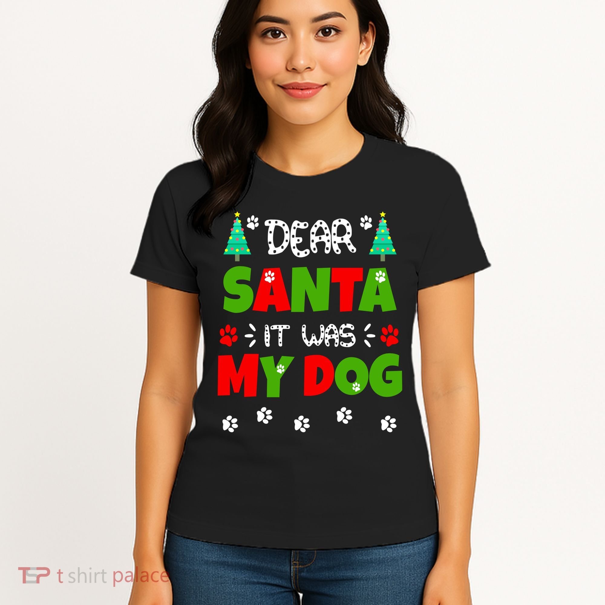 Dear Santa It Was My Dog Funny Naughty Xmas Women's T-Shirt
