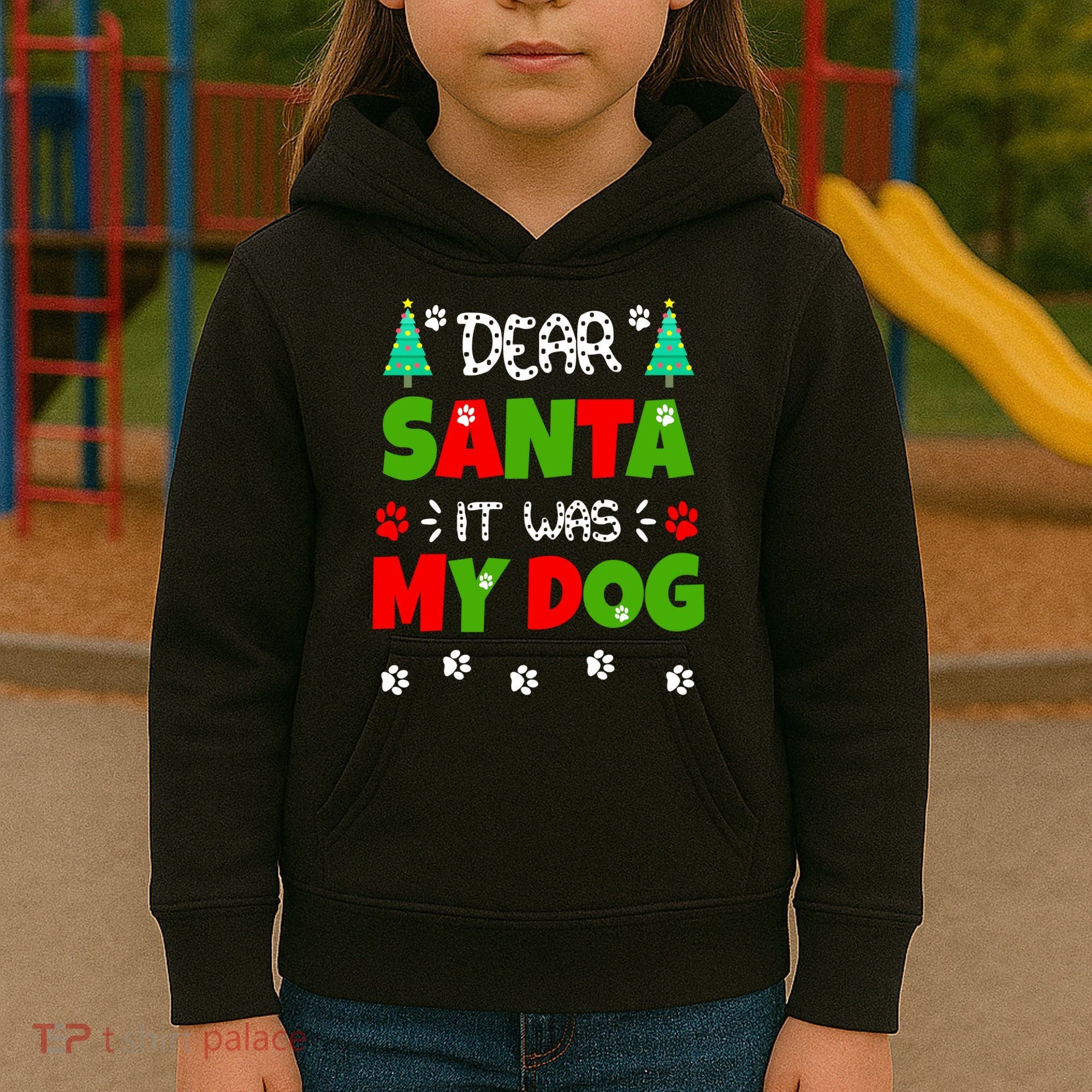 Dear Santa It Was My Dog Funny Naughty Xmas Kids Hoodie