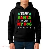 Dear Santa It Was My Dog Funny Naughty Xmas Kids Hoodie thumb 4
