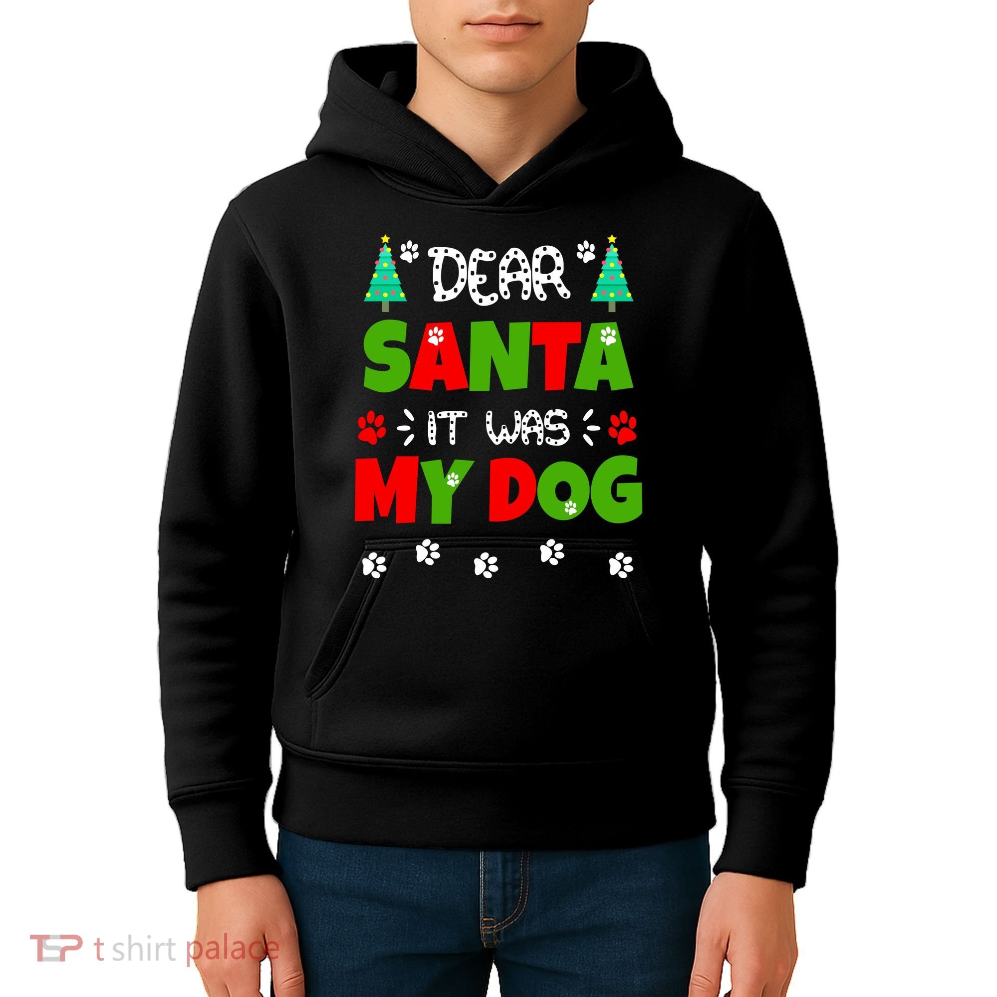 Dear Santa It Was My Dog Funny Naughty Xmas Kids Hoodie