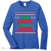 Dear Santa I Really Tried Funny Ugly Christmas Sweater Gift Women's Long Sleeve Shirt thumb 0