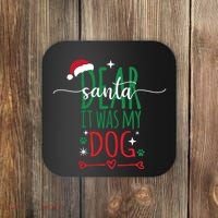 Dear Santa It Was My Dog Funny Christmas Coaster thumb 0
