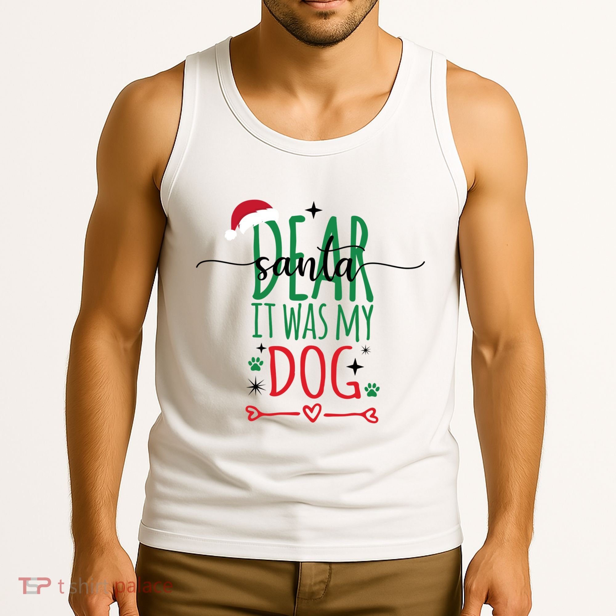 Dear Santa It Was My Dog Funny Christmas Tank Top