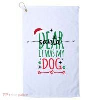 Dear Santa It Was My Dog Funny Christmas Golf Towel thumb 0