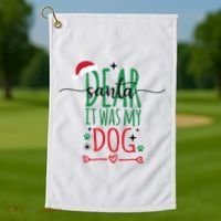 Dear Santa It Was My Dog Funny Christmas Golf Towel thumb 1