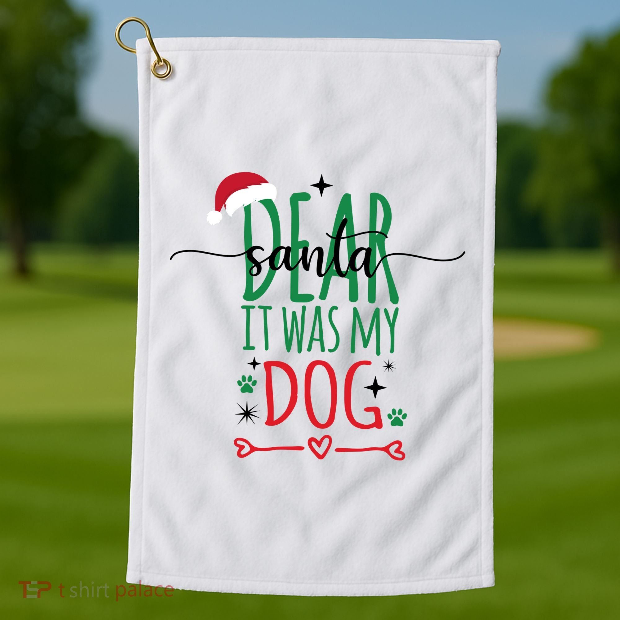 Dear Santa It Was My Dog Funny Christmas Golf Towel