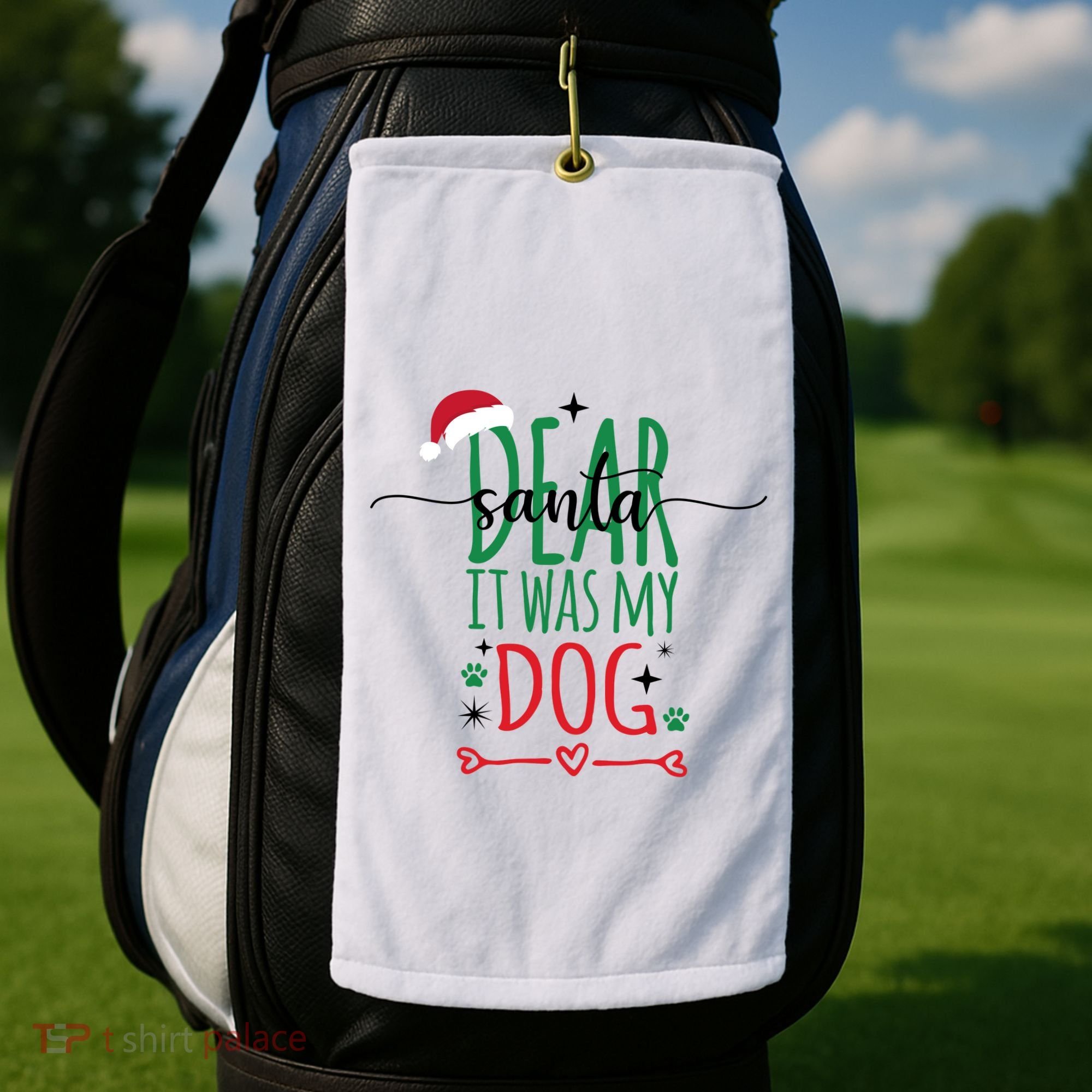 Dear Santa It Was My Dog Funny Christmas Golf Towel