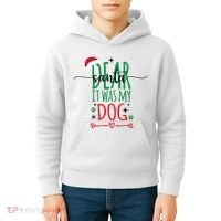 Dear Santa It Was My Dog Funny Christmas Kids Hoodie thumb 4