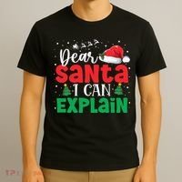 Dear Santa I Can Explain Funny Christmas List Xmas Pajamas T-Shirt thumb 3