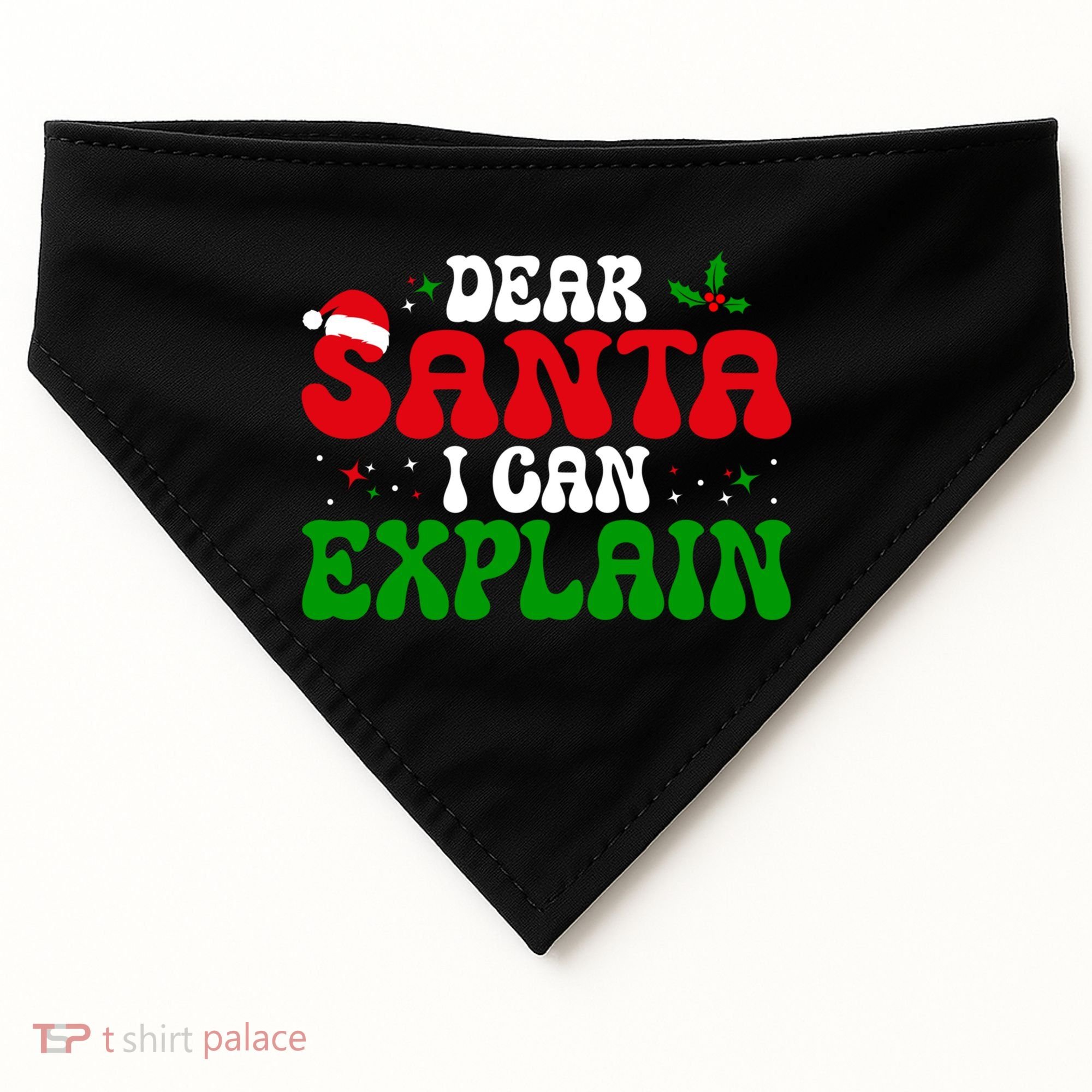 Dear Santa I Can Explain Funny Christmas Joke Gift USA-Made Doggie Bandana