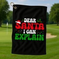 Dear Santa I Can Explain Funny Christmas Joke Gift Golf Towel thumb 1