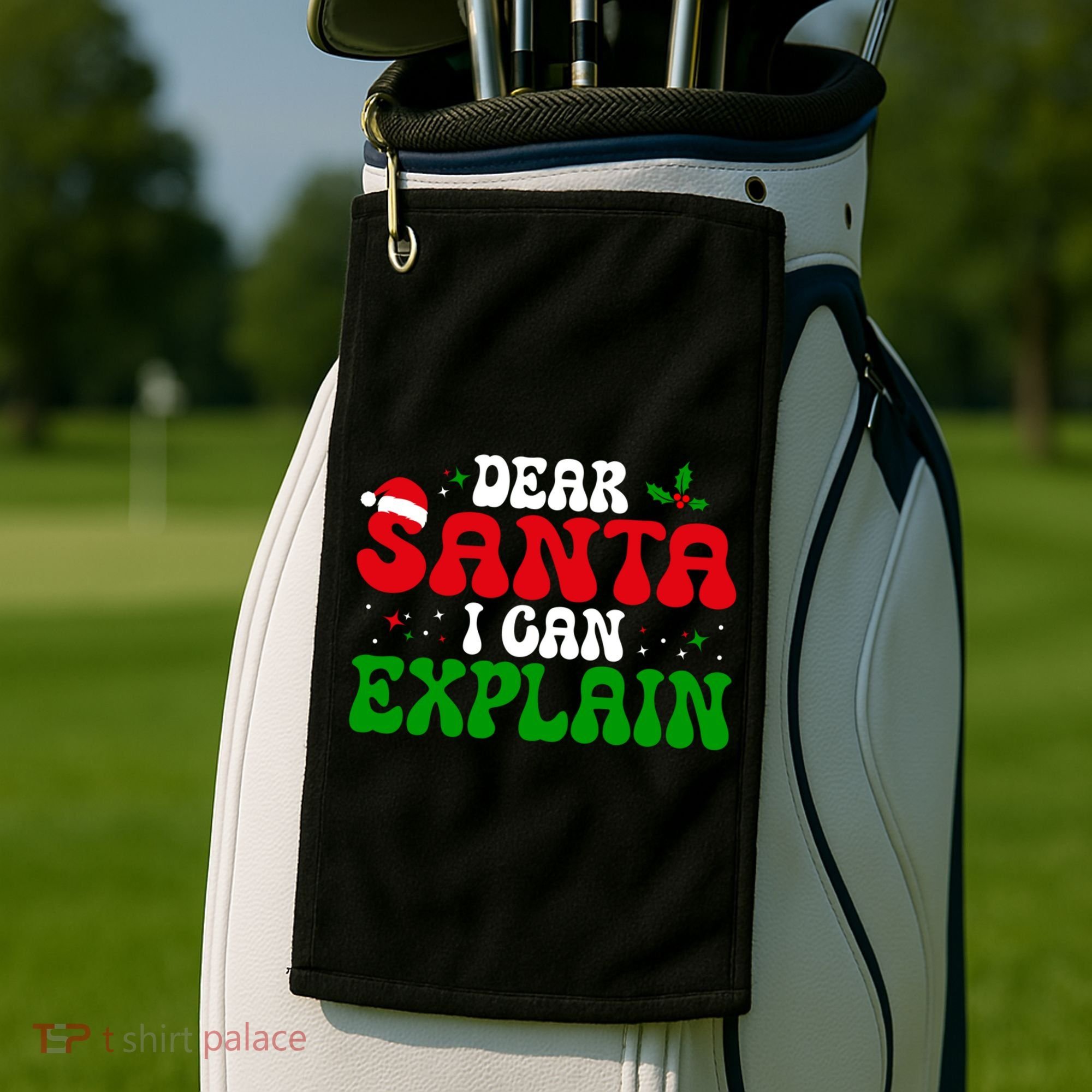 Dear Santa I Can Explain Funny Christmas Joke Gift Golf Towel