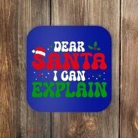 Dear Santa I Can Explain Funny Christmas Joke Gift Coaster thumb 0
