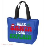 Dear Santa I Can Explain Funny Christmas Joke Gift Tote Bag thumb 3