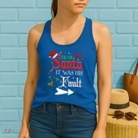 Dear Santa It Was His Fault Funny Xmas Couples For Christmas Gift Women's Tank Top thumb 2