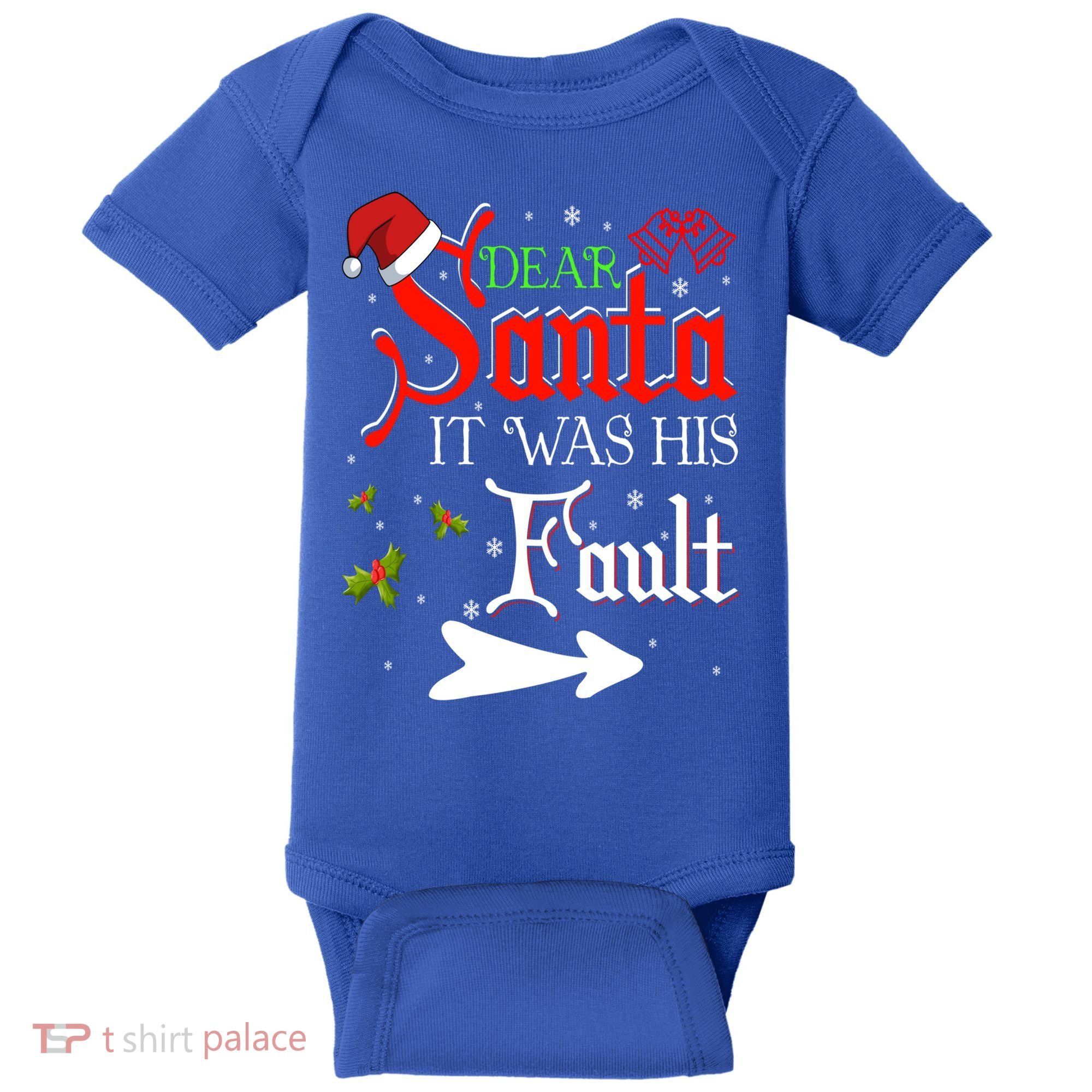 Dear Santa It Was His Fault Funny Xmas Couples For Christmas Gift Baby Bodysuit