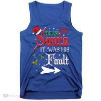 Dear Santa It Was His Fault Funny Xmas Couples For Christmas Gift Tank Top thumb 0