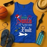 Dear Santa It Was His Fault Funny Xmas Couples For Christmas Gift Tank Top thumb 4