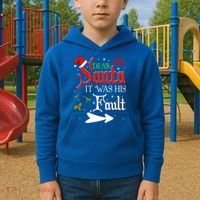 Dear Santa It Was His Fault Funny Xmas Couples For Christmas Gift Kids Hoodie thumb 2
