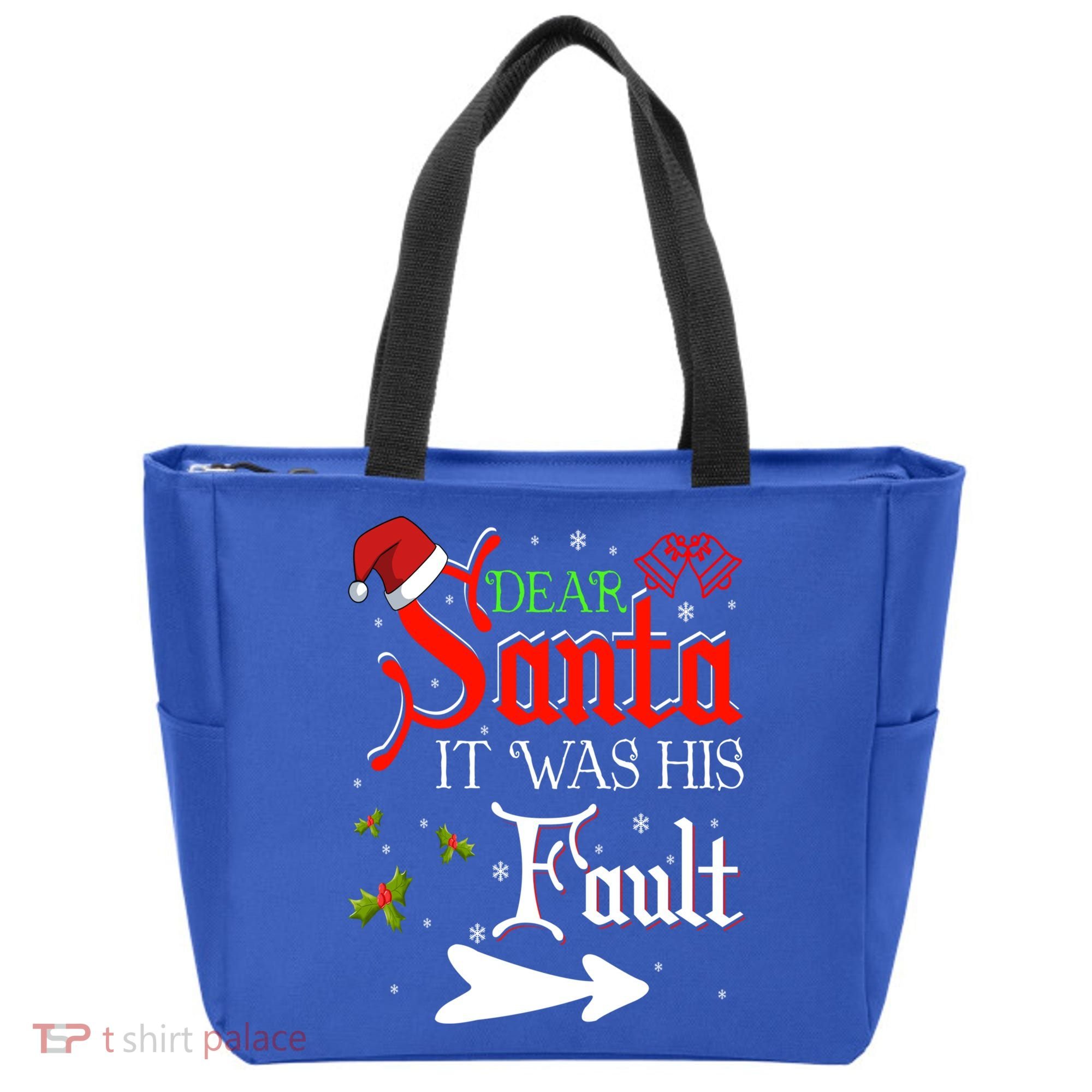 Dear Santa It Was His Fault Funny Xmas Couples For Christmas Gift Tote Bag