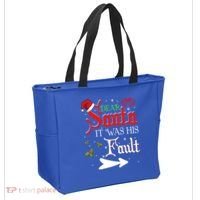 Dear Santa It Was His Fault Funny Xmas Couples For Christmas Gift Tote Bag thumb 2