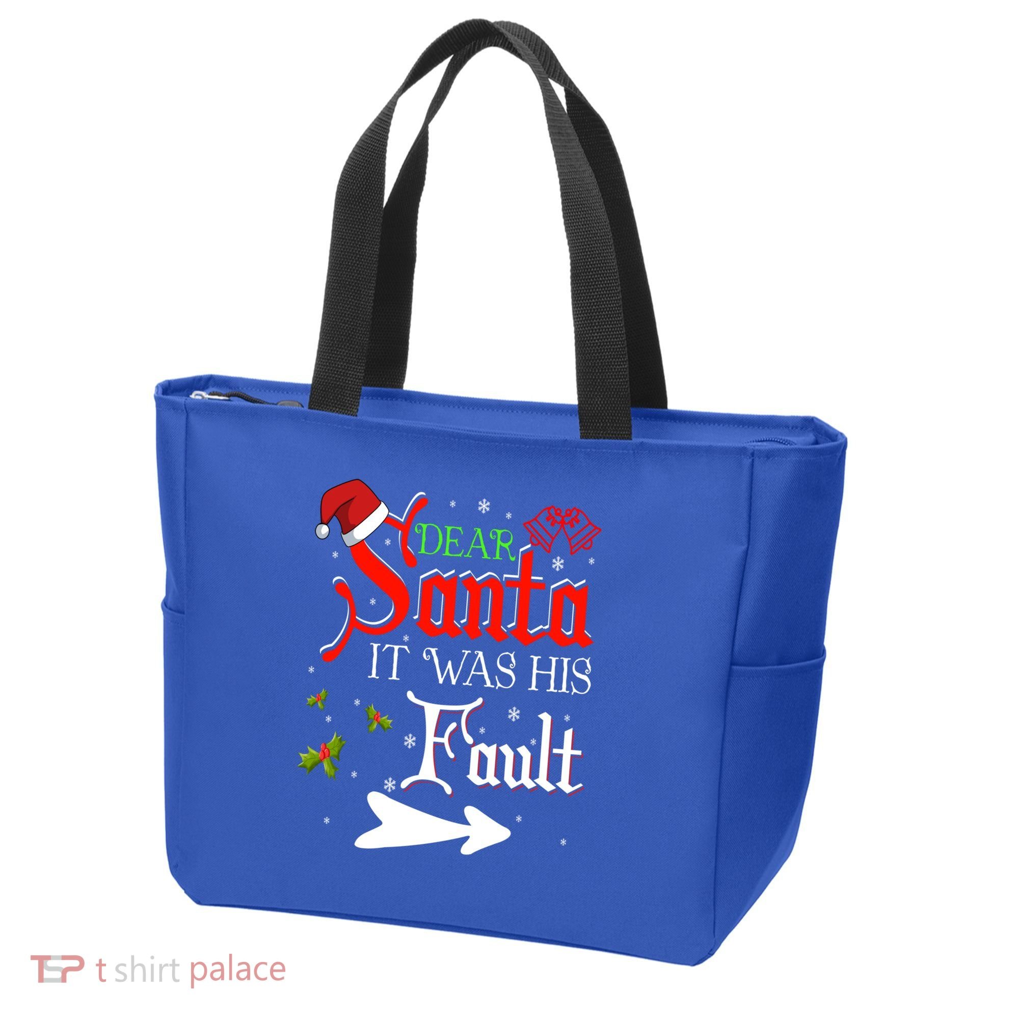 Dear Santa It Was His Fault Funny Xmas Couples For Christmas Gift Tote Bag