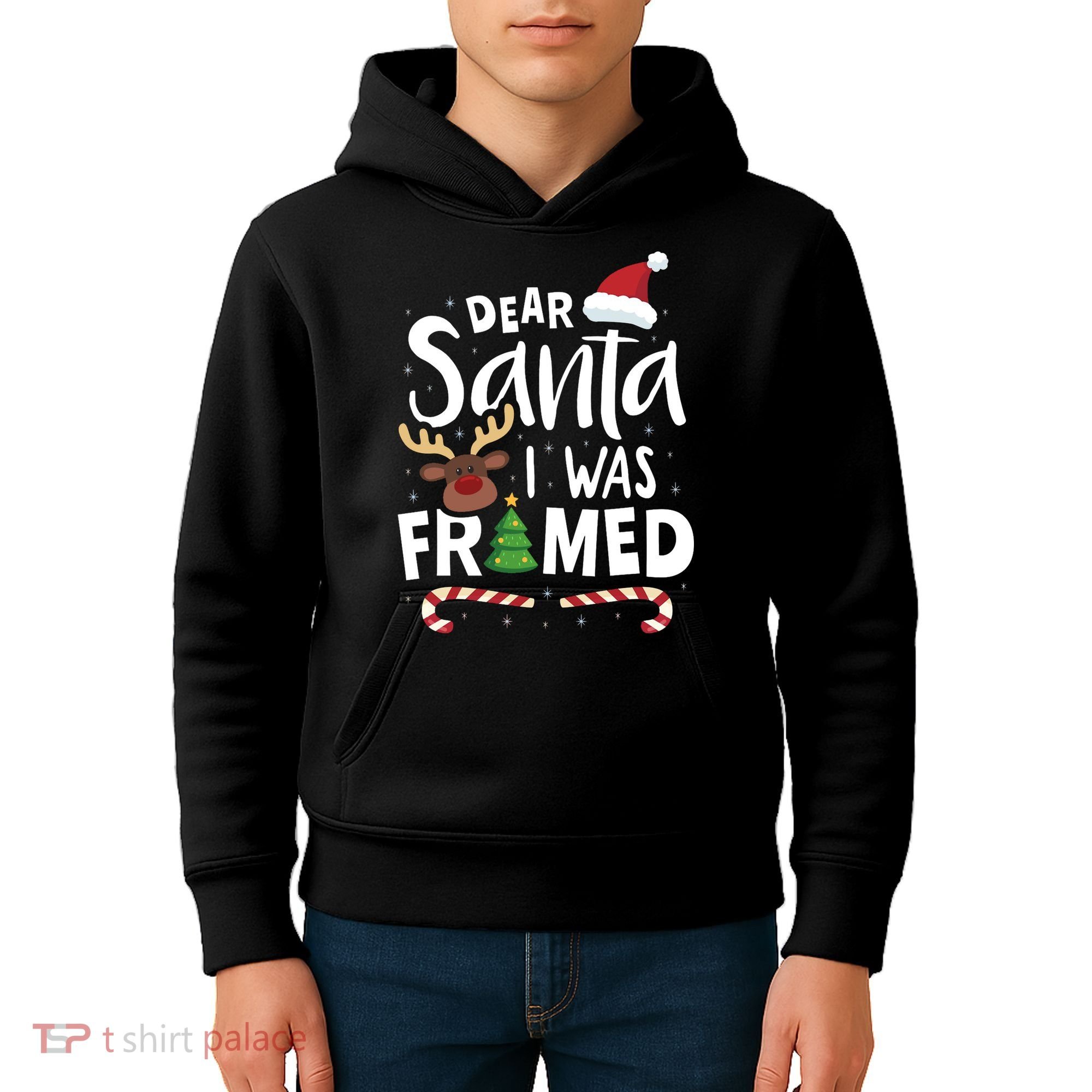 Dear Santa I Was Framed Kids Hoodie