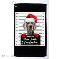 Dear Santa I Can Explain Funny Christmas Weimaraner Xmas Golf Towel thumb 0