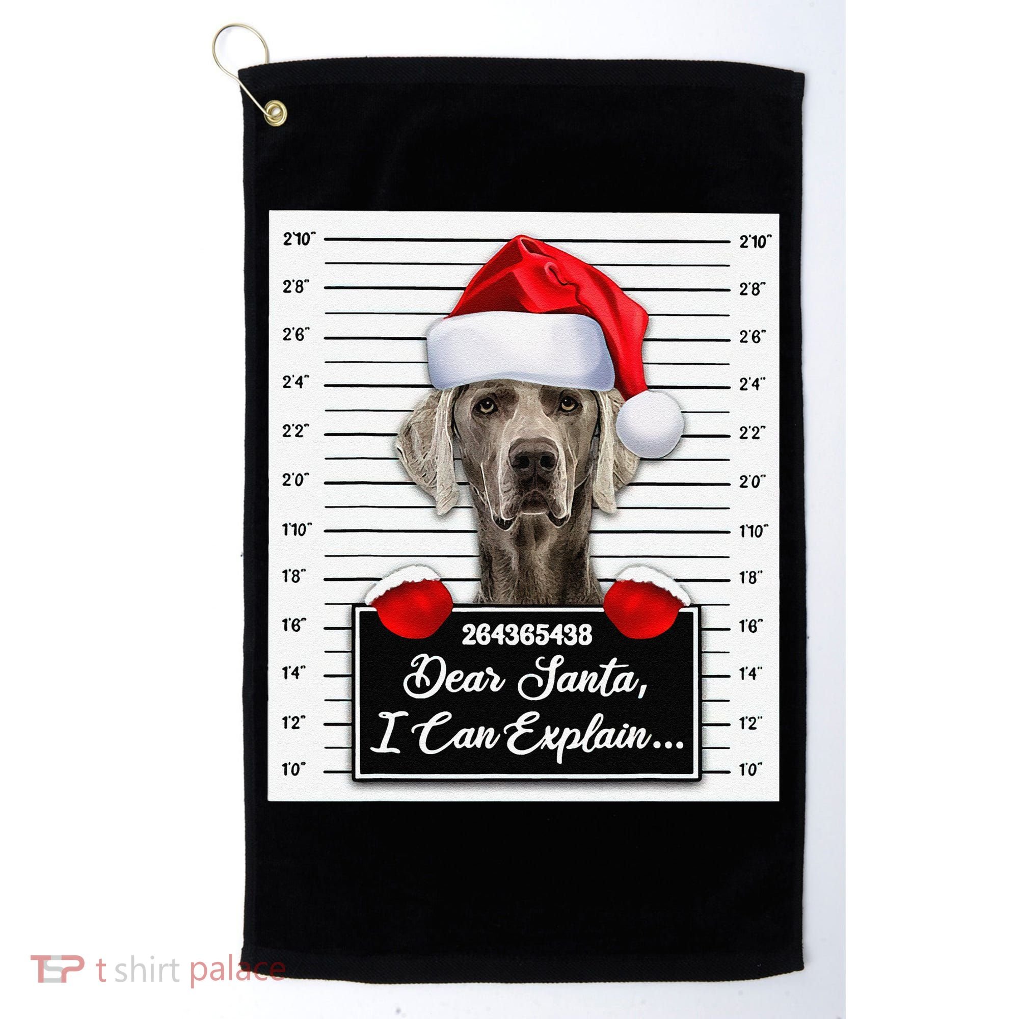 Dear Santa I Can Explain Funny Christmas Weimaraner Xmas Golf Towel