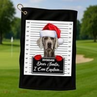 Dear Santa I Can Explain Funny Christmas Weimaraner Xmas Golf Towel thumb 1