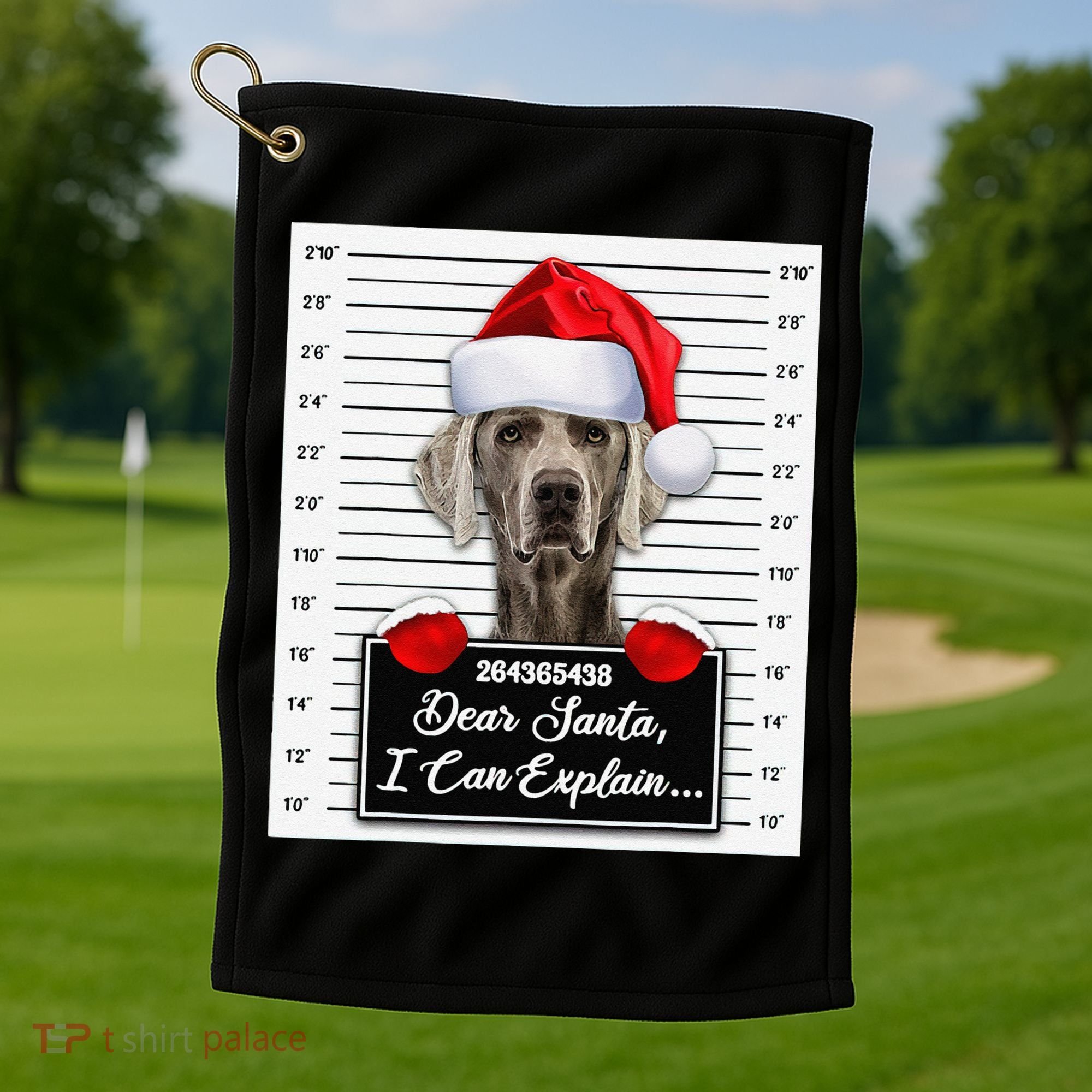 Dear Santa I Can Explain Funny Christmas Weimaraner Xmas Golf Towel