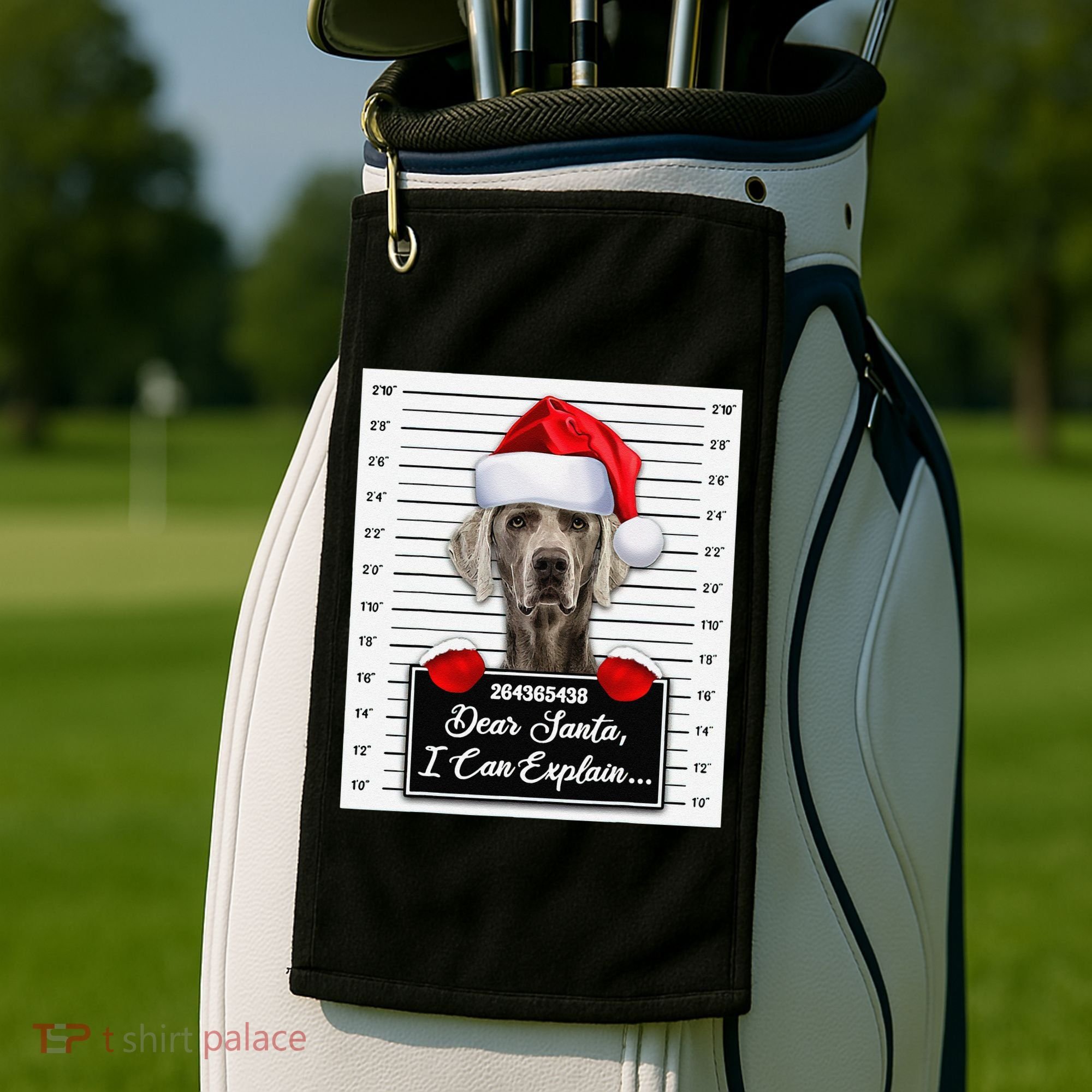 Dear Santa I Can Explain Funny Christmas Weimaraner Xmas Golf Towel