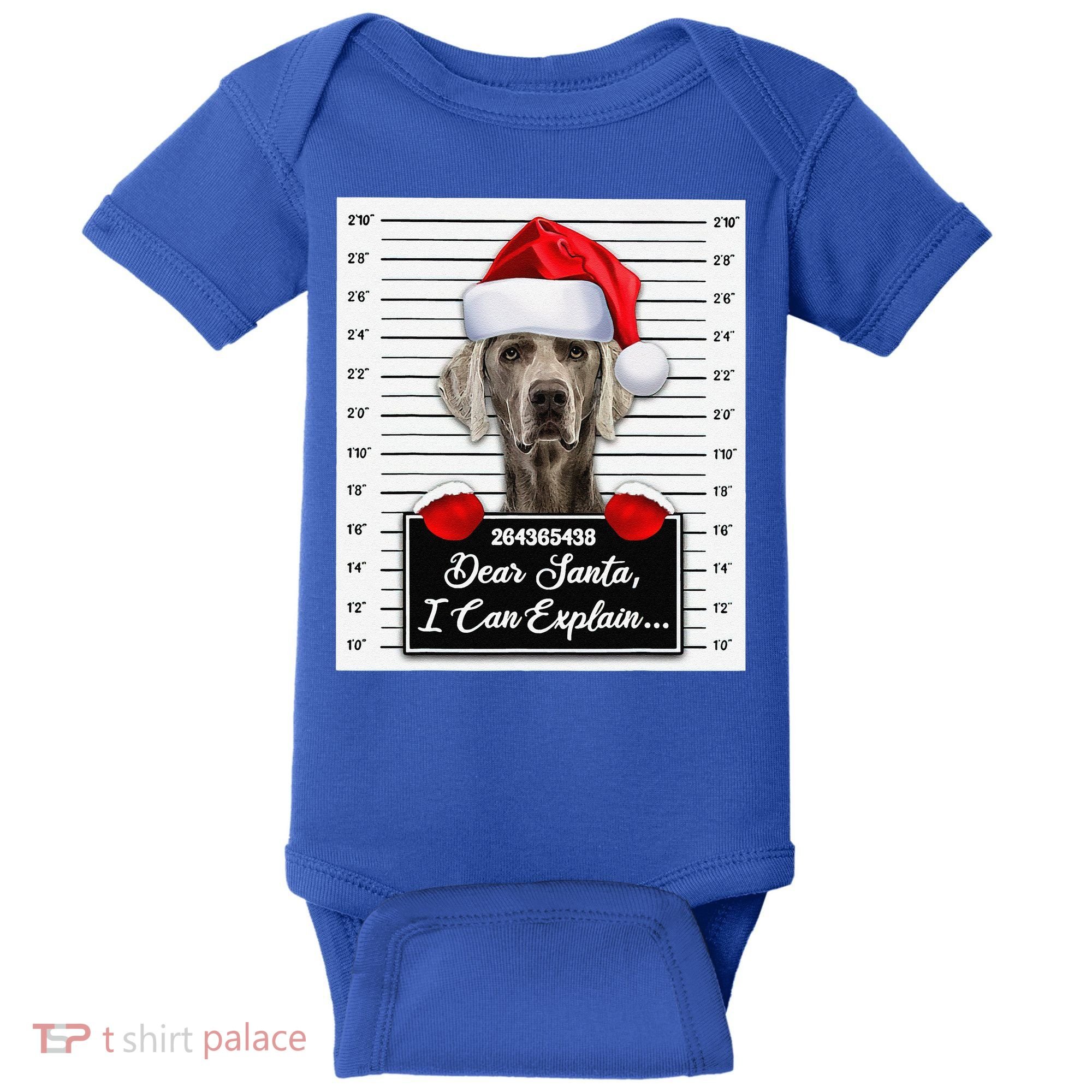 Dear Santa I Can Explain Funny Christmas Weimaraner Xmas Baby Bodysuit