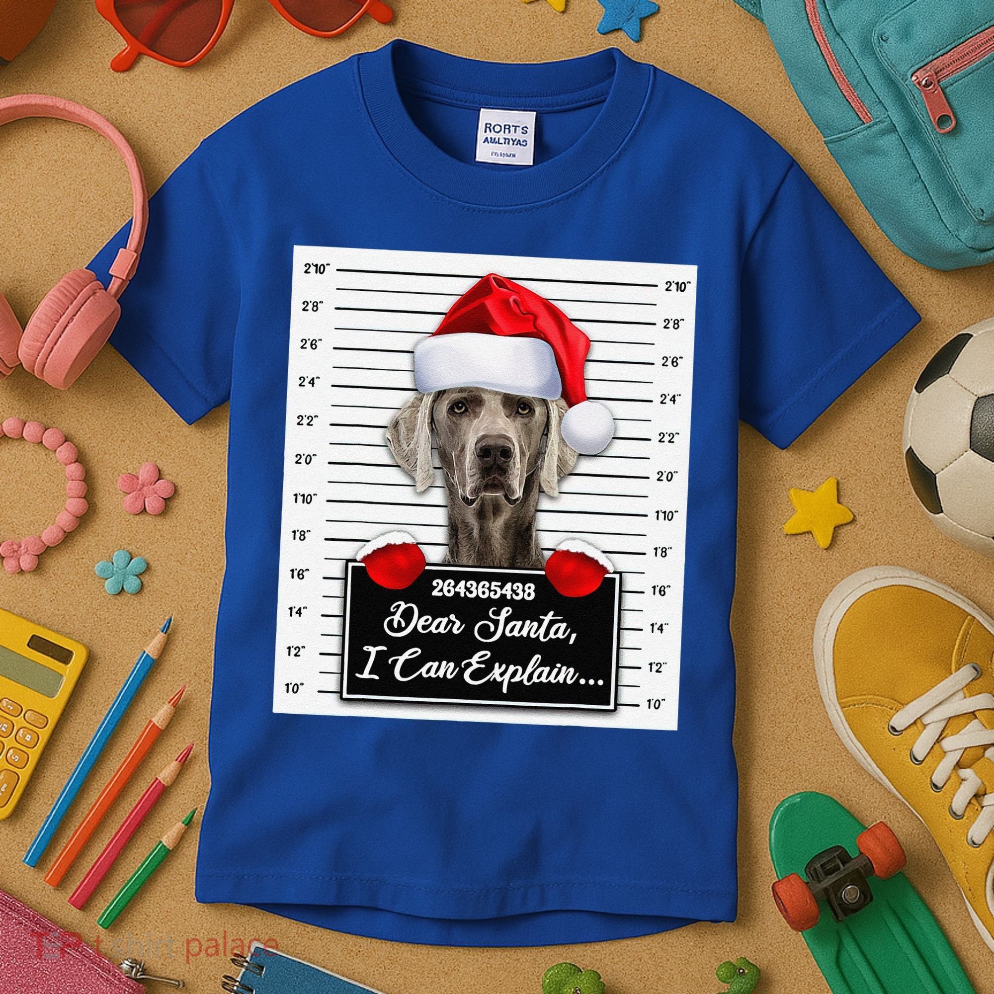 Dear Santa I Can Explain Funny Christmas Weimaraner Xmas Kids T-Shirt