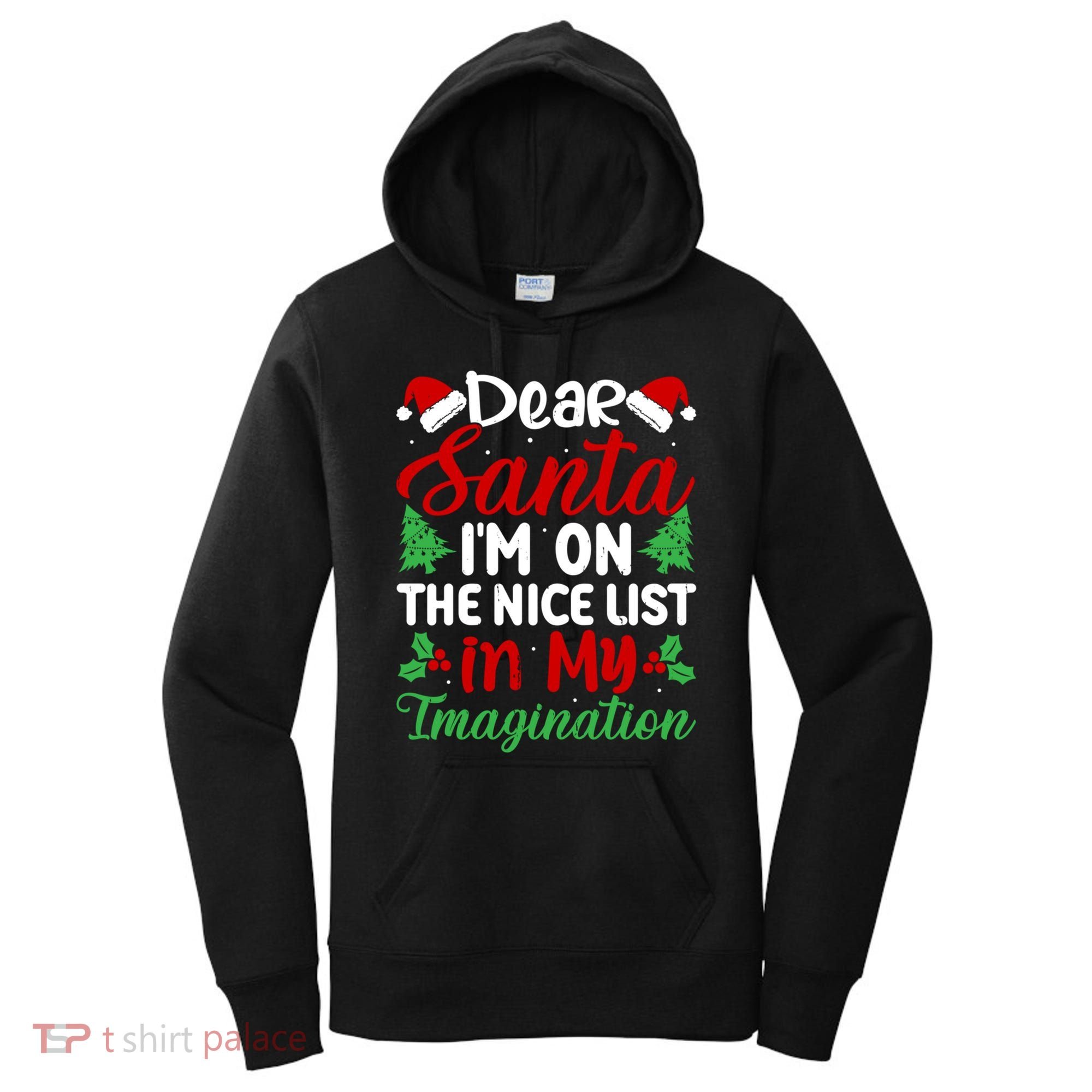 Dear Santa IM On Nice List In My Imagination Xmas Cute Gift Women's Hoodie