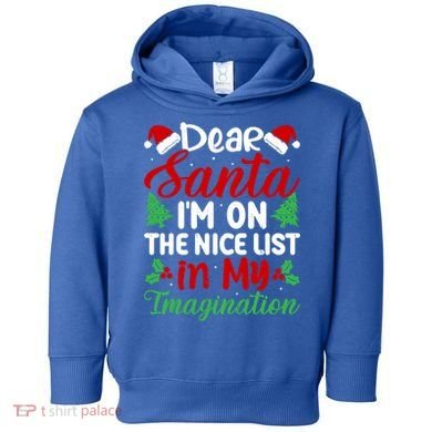 Dear Santa IM On Nice List In My Imagination Xmas Cute Gift Toddler Hoodie