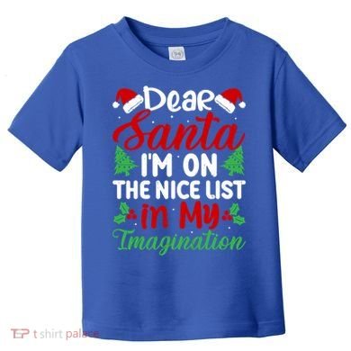 Dear Santa IM On Nice List In My Imagination Xmas Cute Gift Toddler T-Shirt