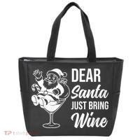 Dear Santa Just Bring Wine Christmas Tote Bag thumb 0
